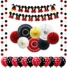 Meiduo Mickey Mouse Birthday Party Supplies for Boys Red Black Minnie Mouse Birthday Decorations for Girls Baby Shower Decoration Home Decor