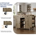thumbnail image 3 of Ktaxon Mid-Century Modern Kitchen Island Cart with Storage, 47.2" Rolling Kitchen Storage Island on Wheels with 3 Drawers, Farmhouse Island Table with Spice Rack & Drop Leaf, Rustic Oak, 3 of 12