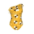 thumbnail image 4 of Yiaed Cute Bee Butterfly Yelllow Print Women One Piece Swimsuits Tummy Control One Shoulder Bathing Suits Pattern Ruffle Swimwear-Small, 4 of 8