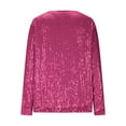 thumbnail image 5 of ClodeEU Women's Sequin Shirts,Long Sleeve V Neck Loose Fit Top,Casual Trendy T Shirts Hot Pink,Womens Plus S, 5 of 7