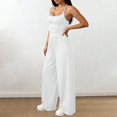 thumbnail image 5 of LEKODE Women's Jumpsuit Wide Leg Summer Pants for Women Comfy Beach Vacation Trendy Overalls Sleeveless Boho Jumpsuit Flowy Jumpsuits for Women Summer Rompers for Women 2026 White M, 5 of 6