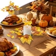 thumbnail image 5 of PoyoKee Fall Wreath - Halloween Indoor Decor, Halloween Pumpkin Maple Leaf Candle Wreaths for Front Door, Thanksgiving Fall Decor for Table, 13.8", 5 of 7
