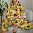thumbnail image 6 of Honeii Sunflowers print Women's Pajama Sets Long Sleeve Button Down Sleepwear Nightwear Soft Pjs Lounge Sets-X-Large, 6 of 7
