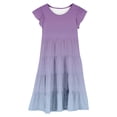 thumbnail image 4 of Quotay Robes pour Préados Filles Été Couleur Dégradée Col Rond Manches Volantées Robe Trapèze à Étages Robe Décontractée Respirante Confortable Robe Ludique pour Enfants Robe Fluide pour 6-15 Ans Violet,140, 4 of 5