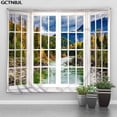 thumbnail image 1 of Tapiz navideño colgante de pared fuera de la ventana, Paisaje de nieve, bosque, invierno, dormitorio, sala de estar, decoración del hogar, tela, 1 of 4