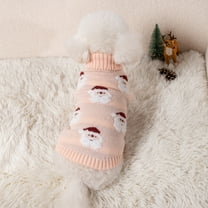 Christmas Dog Sweater, Pet Christmas Clothes, Knitted Santa Claus Holiday Winter Sweater for Small Dogs, Pink Polyester Cozy Festive Attire