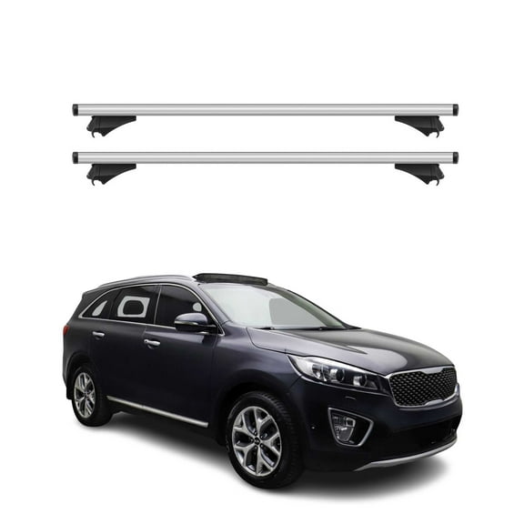 OMAC Cross Bars Roof Racks Aluminium for Kia Sorento 2014-2018 Silver 2 Pcs Anti-Theft for Travel Kayak Canoe Surf Ski Snowboard Camping