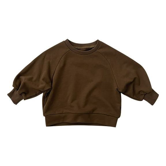 Coerni Kids Sweatshirt Toddler Baby Boys Girls Basic Crewneck Pullover Sweatshirt Children's Solid Sweater Tops 7 Years