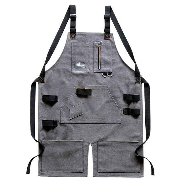 Delantal multifuncional resistente y duradero para carpinteros, baristas y soldaduras. gris