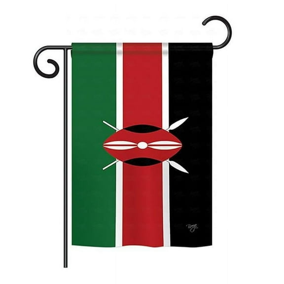 Breeze Decor BD-CY-GS-108242-IP-BO-D-US15-BD 13 x 18.5 in. Kenya Flags of the World Nationality Impressions Decorative Vertical Double Sided Garden Flag Set with Banner Pole