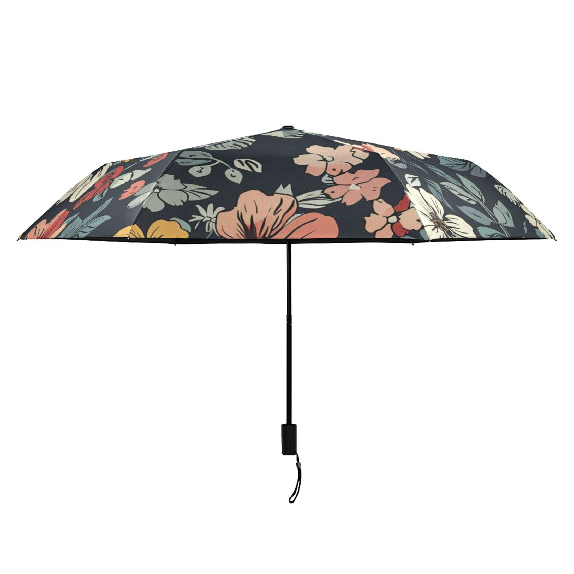 ALAZA Ethnic Flowers Paint UPF 50+ Compact Folding Umbrella for Rain Travel Umbrella Packable