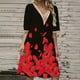 thumbnail image 1 of WILLBEST Vestidos De Mujer Vestido Bohemio Floral De Media Manga Para Mujer, Vestido Informal De Verano Con Estampado De Flores Y Ribete De Encaje, Cuello En V, Vestidos Bohemios Midi, 1 of 3