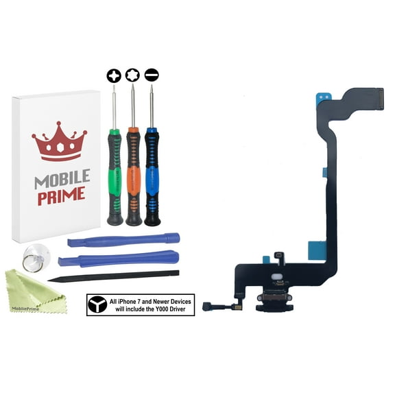 MobilePrime Black Charging Charger Port Complete Professional Repair Kit Compatible with Tools for i-Phone XS A1920, A2097, A2098, A2100