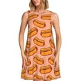thumbnail image 1 of Balery Cartoon Hot Dog Vestidos de verano para mujer con estampado: vestido holgado sin mangas, vestido playero informal y cómodo para días calurosos., 1 of 7