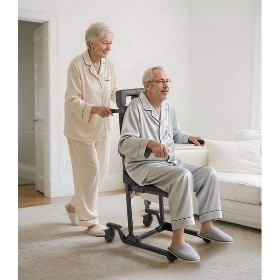 VOCIC Movable Electric Chair Lift with 4 Wheels, Portable Rolling Chair Lift with T-Stabilized Base, Short-Distance Transport, Help Stand from Floor for Seniors, Supports 350 LBS, AX35
