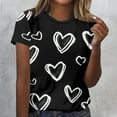 thumbnail image 3 of TKLPEHG Valentines Day T Shirts For Women Short Sleeve Crewneck T Shirt Heart Graphic Tee Casual Holiday Fashion Clothes (Black,S), 3 of 5