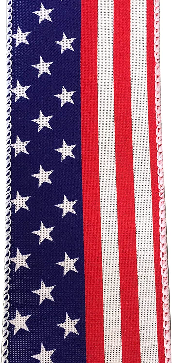 Red White Blue Flag America Wired Ribbon 2 1//2 Inch 9 Yards July 4th Patriotic
