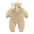 thumbnail image 4 of UAMVSH Newborn Infant Baby Ear Jumpsuits Girls Boys Fuzzy Fleece Pockets Rompers with Hood Warm Plush Winter Hoodie Snowsuit Clothes(12 Months,Beige), 4 of 7