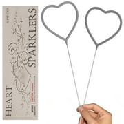 Exquisite 11-Inch Heart-Shaped Wire Wedding Sparklers - 6 Pack - 4-Inch Width
