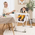 thumbnail image 4 of Chaise Haute pour Bébé avec 7 Hauteurs et 3 Repose-Pieds, Porte-Gobelet Réglable, 2 Roues, Noir, 4 of 9