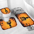 thumbnail image 3 of Juego de 4 cortinas de ducha con diseño de calabaza y gato negro con alfombras antideslizantes, tapa de inodoro y accesorios para alfombrilla de baño, juego de cortinas de baño de Halloween con 12 ganchos, ducha lavable e impermeable ER, 3 of 5