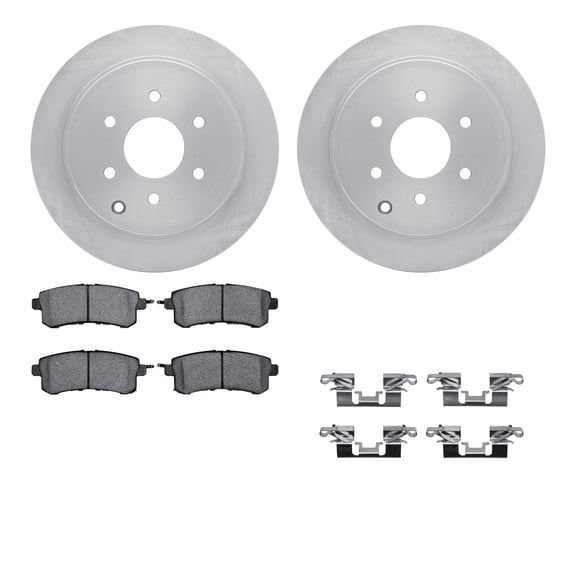 Dynamic Friction Company Rear Brake Rotors with 5000 Advanced Brake Pads includes Hardware 6512-68080