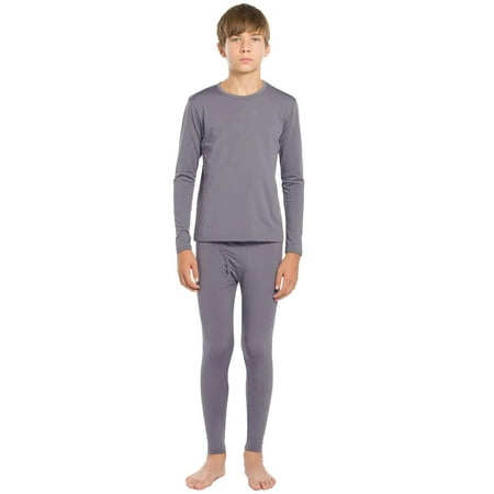 ViCherub Thermal Underwear Set for Boys Long Johns Fleece Lined Kids Base  Layer Thermals Sets Boy Grey S 