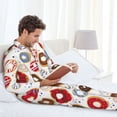 thumbnail image 4 of Mens Pajamas Set, Donut Print with Stars Button Down Long Sleeve Loungewear Sleepwear Pjs sets for Men, 4 of 5