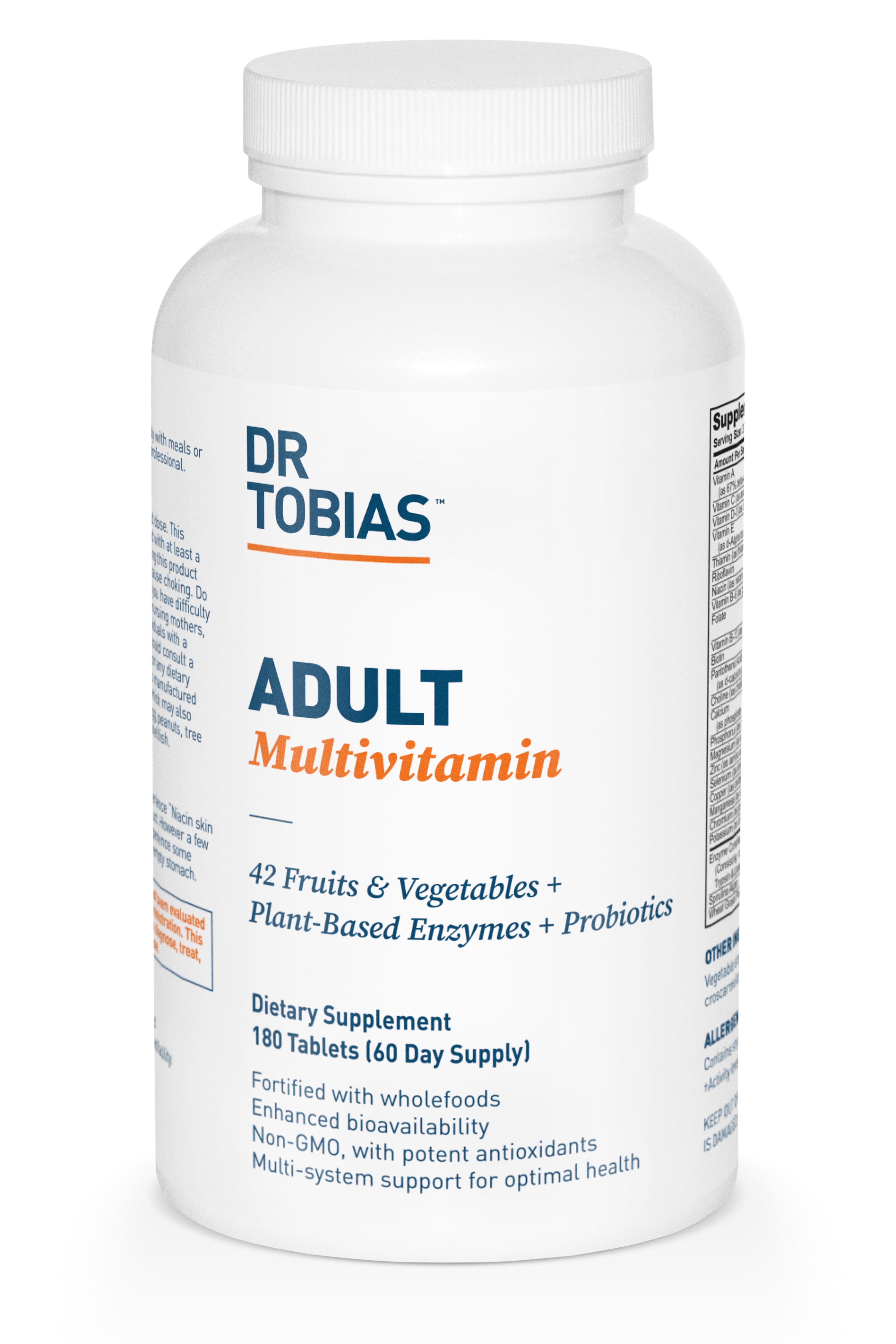 Dr Tobias Adult Multivitamin + Plant Based Enzymes + Probiotics Tablets