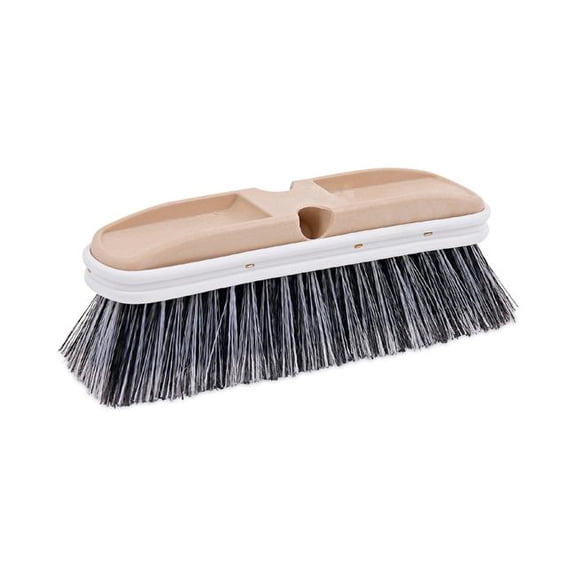United Stationers Supply B31865 Boardwalk Polystyrene Vehicle Brush with Vinyl Bumper - Black & White Bristles - 10 in. - Brown