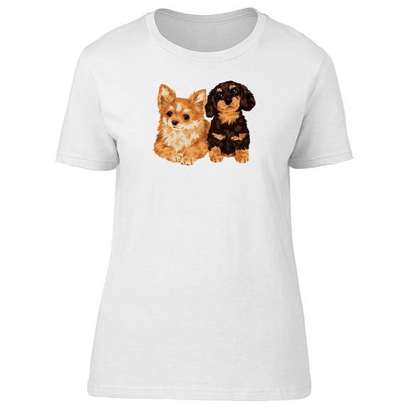 Adorable Puppy Friends T-Shirt Women -Image by Shutterstock, Female Medium