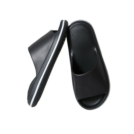 

Wazshop Unisex Slide Sandals Summer Flat Sandal Slip On Slides Soft EVA Beach Shower Slippers Womens Mens Comfort Lightweight Black 9.5-10