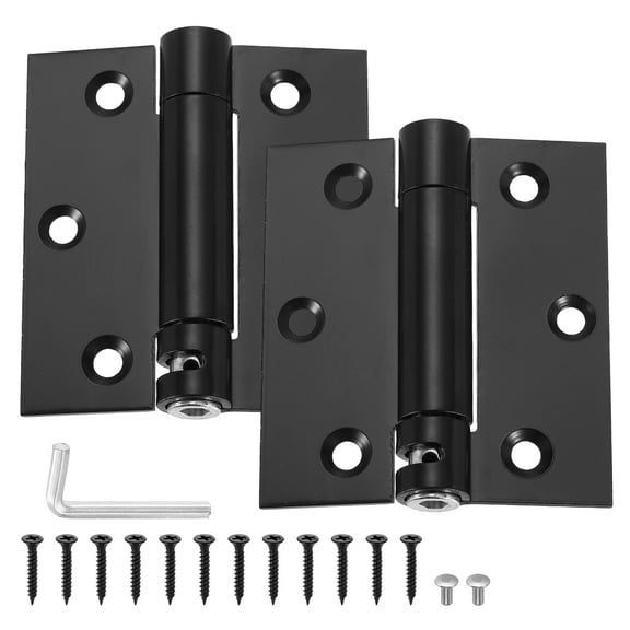 3 Inch Spring Loaded Door Hinge, 2 Pcs Stainless Steel Heavy Duty Self Closing Door Hinges with Screws wrench, Black