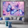 thumbnail image 2 of Mudket Blue and Purple Butterflies with Flowers Canvas Wall Art, Framed Print, Ready to Hang Wall Decor for Living Room Bedroom, Fantasy Style Artwork - 12"L x 8"W, 2 of 10