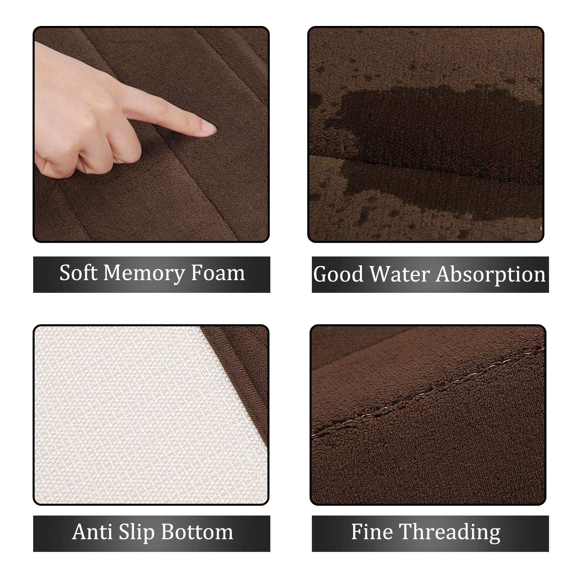 Unique Bargains Anti-slip Memory Foam Bath Floor Mat Area Runner Rug Coffee Color 24"x63"