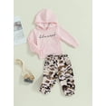thumbnail image 3 of Bagilaanoe 2PCS Toddler Baby Girl Long Pants Set Letter Print Long Sleeve Hoodie Pullover Tops + Camouflage Sweatpants 12M 18M 24M 3T 4T 5T Kids Casual Sweatsuits, 3 of 8