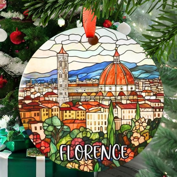 Florence Christmas Ornament, Ceramic/Acrylic - Florence Travel Souvenir, Holiday Tree Decoration, Vacation Keepsake 2025, Jetsetter Gift, Commemorative 2025