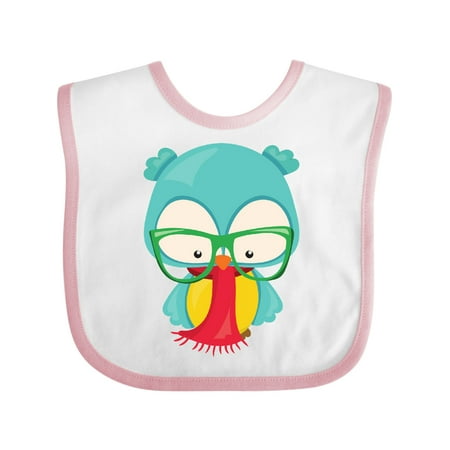 

Inktastic Winter Owl Hipster Owl Owl with Glasses Scarf Gift Baby Boy or Baby Girl Bib