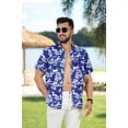 thumbnail image 3 of HAPPY BAY Men's Hawaiian Shirts Short Sleeve Button Down Shirt Men's Hawaii Shirts Boho Vacation Casual Summer Beach Shirts for Men Funny S Royal, Floral, 3 of 5