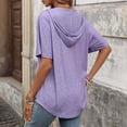 thumbnail image 5 of Lmnyox Womens Summer Hooded Shirt Fashion Solid Short Sleeve V Neck Blouses Casual Trendy Hoodies Tops for Women, 5 of 7