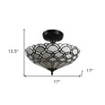 thumbnail image 3 of Black and Gray Two Light Tiffany Style Semi Flush Dimmable Ceiling LIght, 3 of 6