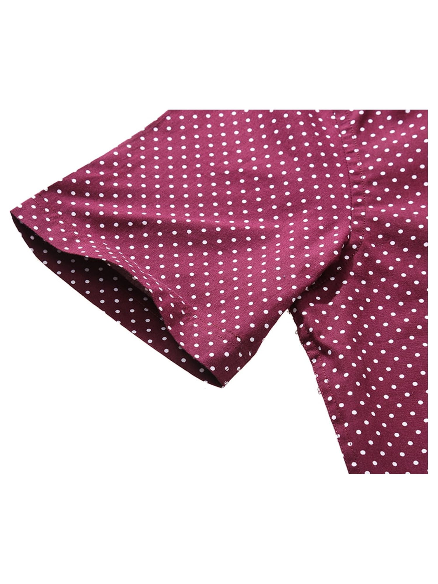 burgundy polka dot shirt