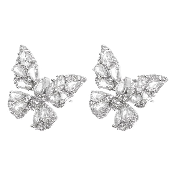 DESIGNICE 1 Pair Butterfly Clip on Earrings Rhinestone Ear Cuffs Sparkly Earrings Non-Pierced Earrings Earring Cuffs Non Pierced