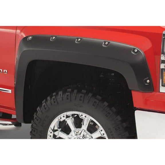 Bushwacker by RealTruck Pocket/Rivet Style Front Fender Flares | 2-Piece Set, Black, Smooth Finish | 40115-02 | Compatible with 2019 - 2024 GMC Sierra 1500