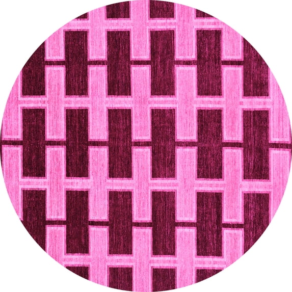 Ahgly Company Indoor Round Abstract Pink Modern Area Rugs, 7' Round