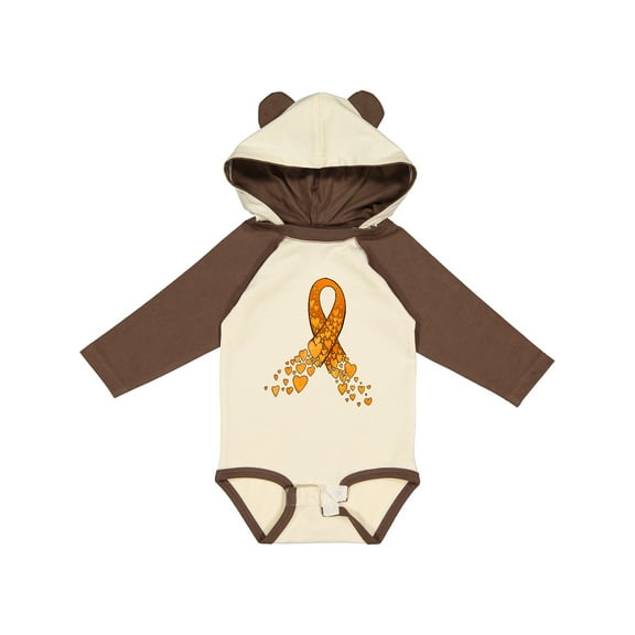 Inktastic Leukemia Awareness with Orange Ribbon Made of Hearts Boys or Girls Long Sleeve Baby Bodysuit