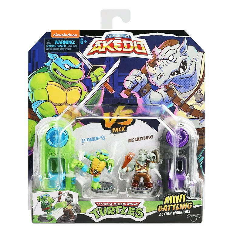 Akedo TMNT Mini Battling Warriors: Leonardo vs Rocksteady Toy