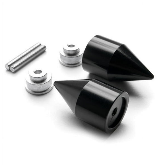 Krator Black Spike Bar Ends Hand Grip Handlebar End Caps Compatible with Honda VTR 1000F Super Hawk 1998-2005