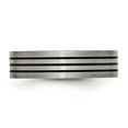 thumbnail image 3 of Titanium Satin and Polished Black Enamel Striped 6mm Flat Band, 3 of 7