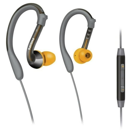 Open Box Philips ActionFit SHQ3017GY Sweatproof Sports Headphones with Volume Control Mic